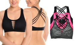 Seamless Cross Back Bralette with Front Cut-Out Pattern (3 pack)