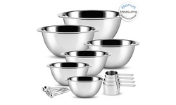 Premium Stainless Steel Mixing Bowls with Measuring Cups Set