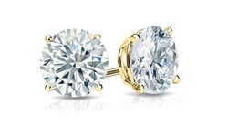1CTTW - 13 CTTW Round Cubic Zirconia Stud Earrings in 14K Gold 
