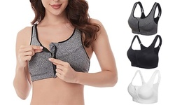 Zip Front  Sports Bras for Women High Impact Padded Racerback 1-3 Pack