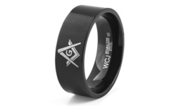 Men's Black Plated Stainless Steel Masonic Ring