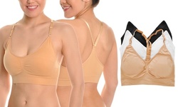 Seamless Racerback Basic-Color Sports Bra with Adjustable Straps (3-Pack)