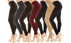 4 Pack Women's Ultra-Soft Warm Fleece Lined  Solid Leggings Pant