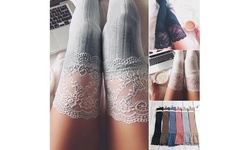 Women Fashion Knit Over Knee Long Boot Thigh-High Warm Socks Cute Knit Stockings