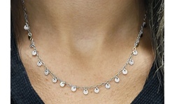 Sterling Silver Diamond Cut Station Disk Necklace