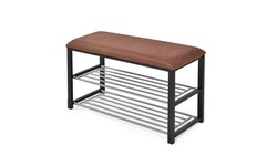 Costway 2 Tier Shoe Storage Rack Bench Shelf Soft Seat Stool Organizer