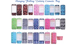 Hanging and Folding Patterned Cosmetic and Make Up Travel Bag