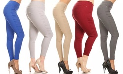 Women's High Waist Jegging S-2X  Pull-On Stretch Skinny Pant With Plus by JVINI 