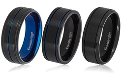 Two-Tone Stainless Steel Black/Blue Comfort Fit Bands