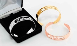 Gold, Silver, or Rose Gold Cutout Script Name Bangles from Monogram Hub (Up to  90% Off)