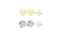 Kids' Gold and Crystal Stud Set