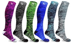 XTF Space Dyed Knitted Knee-High Compression Socks (6-Pairs)