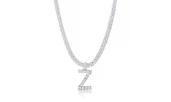 62.00 CTTW Cubic Zirconia Prong Initial Tennis Necklaces 