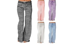 Fashion Striped Casual Long Pants Women Mid Waist Wide Leg Yoga Pants
