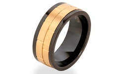 Men's Gold Plated Two-Tone Stainless Steel Dual Spinner Ring