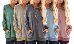Haute Edition Women's Ultra Soft long sleeve Pullover Sweatshirt