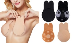 2 Pairs Women Invisible Adhesive Strapless Breathable Lifting Rabbit Ear Bra