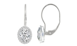 1 or 3 3.00 CTTW Swarovski Crystal Oval Cut Leverback Earrings