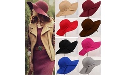Magik Vintage Women Wide Brim Floppy Warm Wool-look/effect Hat Trilby Bowler Cap