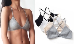 Women Triangle Thin Strap Bralette for Small Bust X Back Lightweight 3-Pack