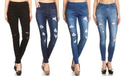 Women's Pull-On Skinny Ripped & Distressed Denim Jeggings