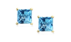 Swarovski 2.0ctw Princess-cut Birthstone Studs in 14K Solid Gold by Jacmor 