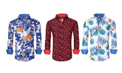 Suslo Couture Men's Fashion Slim-Fit Floral Paisley Button Down Shirt 