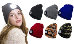 Rechargeable LED Beanie Winter Hat with USB High Powered Head Lamp Light