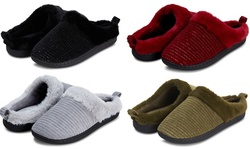 Floopi Women's Metallic Striped Faux Fur Indoor/Outdoor Slippers 