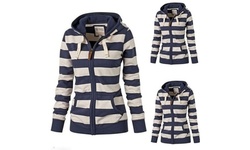 Women Fashion Plain Zipper Warm Hoodie Casual Tops