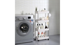 Plastic and Stainless Steel Storage Cart,Suitable for Kitchen Bathroom(3/4Layer)