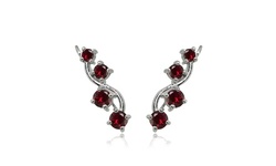 Ruby Vine Climber Crawler Earrings in Sterling Silver