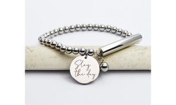 Beaded Bar Inspirational Stretch Bracelet By Pink Box