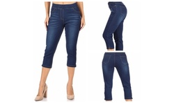 Women's Pull-On Stretch Denim Capri Jeggings Plus Size Available