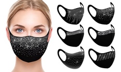 6 Pack : Rhinestone Chic Bling Face Mask