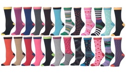 Frenchic Women's Spring Printed Crew Socks (12-Pairs)