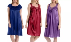 EZI Womens Silky Satin Sleeveless Nightgown (Plus Sizes Available)