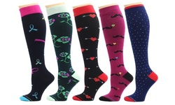 REXX Women's Knee-High Mild Compression Socks (3 or 5 Pairs)