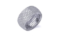 Solid Sterling Silver Pave Eternity Band