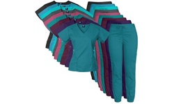 Medgear Women's 12-Pocket Stretch Jogger Scrub Set