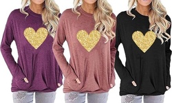 Leo Rosi Women's Glitter Heart Top. Plus Sizes Available.
