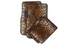 Universal Fit Leopard Animal Print Car Floor Mats 4 Piece Set