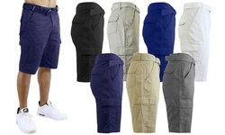 (3-Pack) Men's Cotton Cargo Shorts With Belt (Sizes, 30-42)