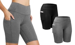 2 Pack Women Yoga High Waist Compression Leggings Sport with Side Pocket 