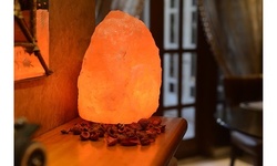 Natural Himalayan Rock Salt Lamp 6-7 lbs with Wood Base
