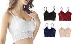 Women Bralette Bra Lingerie Push Up Crochet Wireless Lace Bra Crop Tank Top 