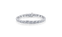 14K White Gold Plated 0.25 Cttw Triple Row Dia Bracelet-KB13147CWSC