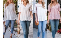 Women's Crochet Detail Blouse. Plus Sizes Available