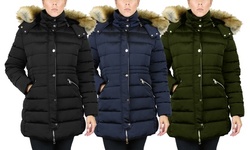Spire By Galaxy Women's Heavyweight Parka With Detachable Fur Hood (S-3XL)