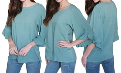 Reflection Women's Ruffle Sleeve Blouse. Plus Sizes Available.
